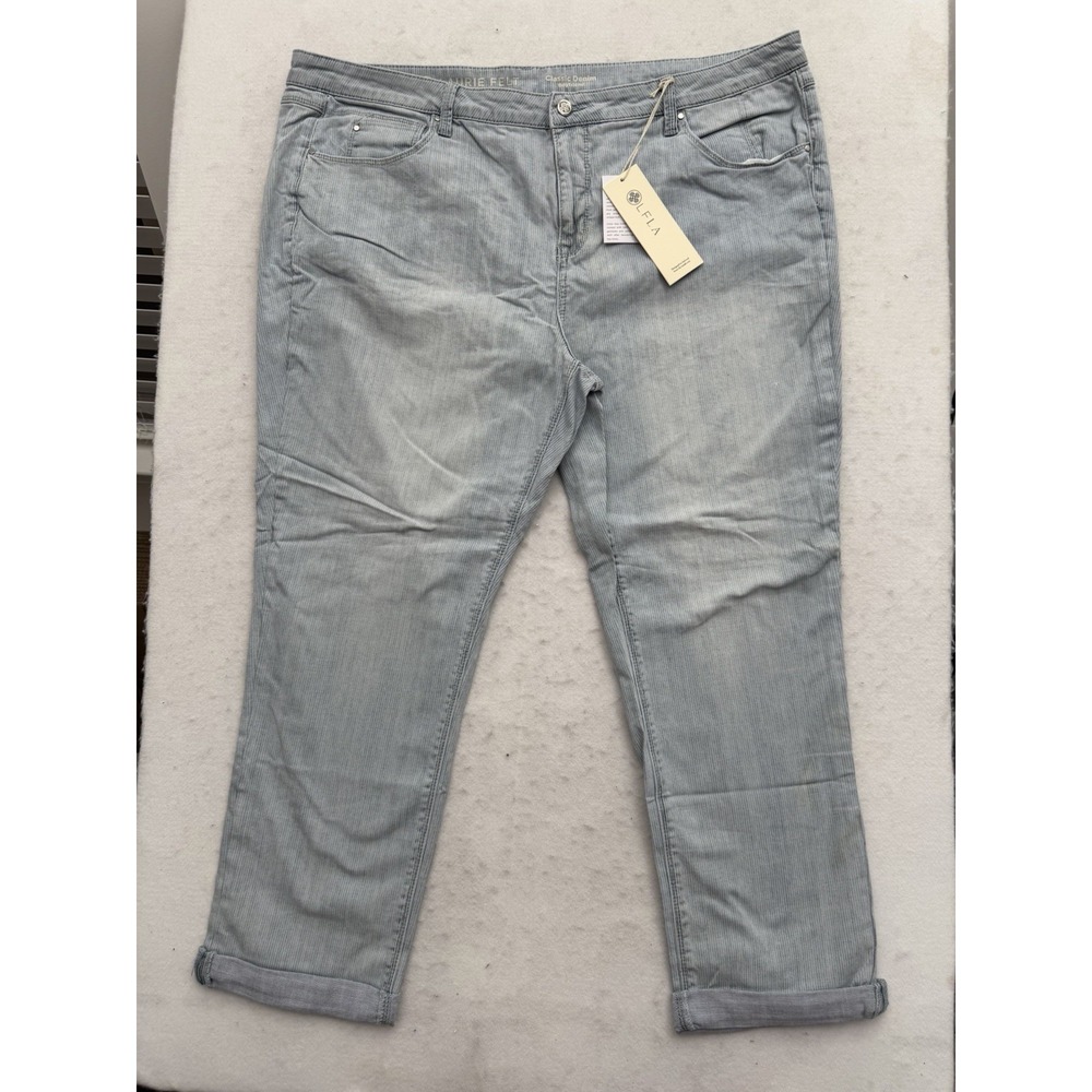 Laurie Felt Boyfriend Jeans Womens Size 22W Pinstripe 44x27 NEW WITH TAGS